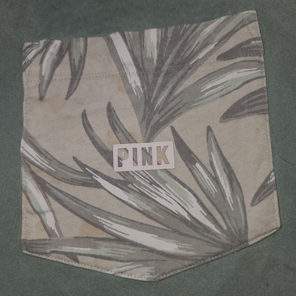 Vs PINK Green White Grey Jungle V-Neck Tee - Picture 2 of 4